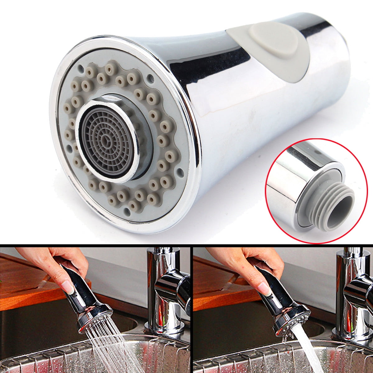 Abs Plastic Steel Kitchen Sink Faucet Pull Down Replacement Spray Shower Head New