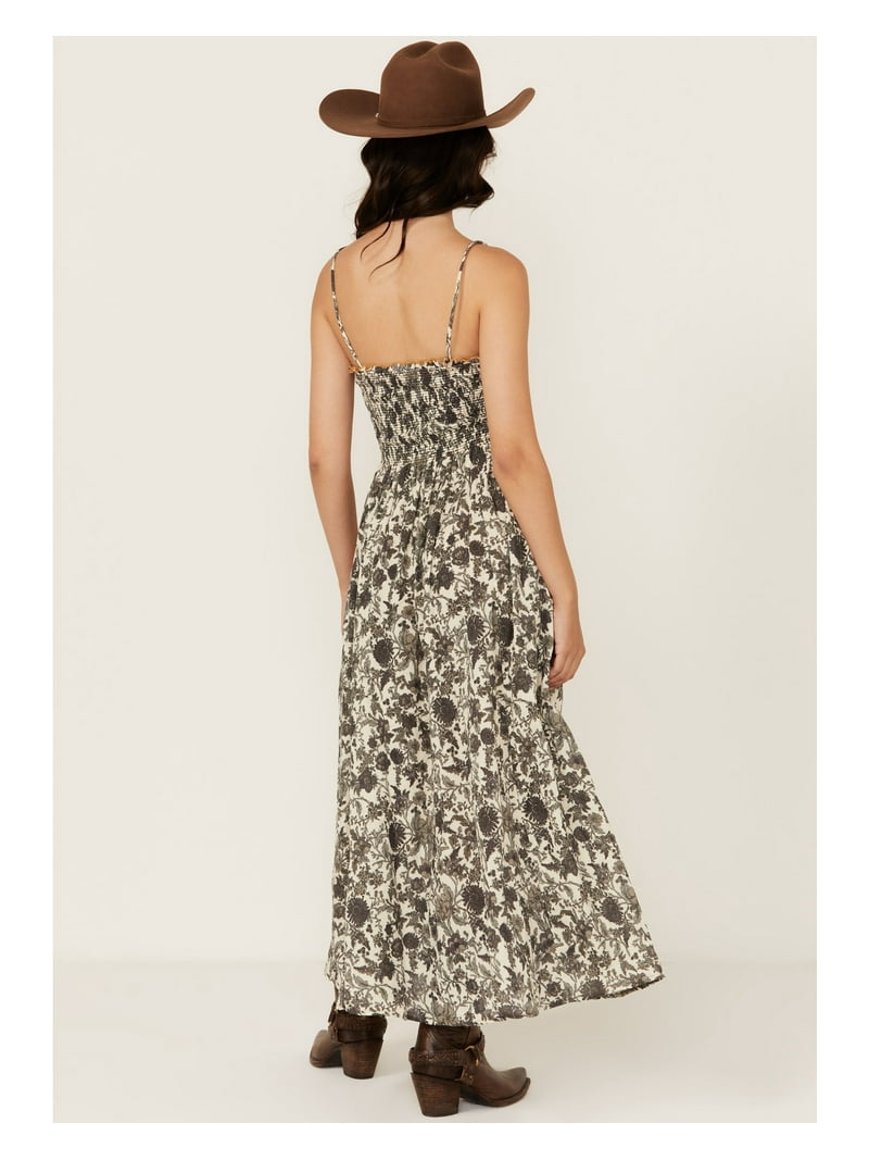 Free People Women's Sweet Nothings Floral Print Midi Dress Brown X-Large US