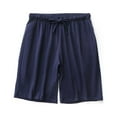 thumbnail image 4 of SWSMCLT Men's 100 Cotton Shorts Soft Pajama Shorts Drawstring Elastic Waist Stretch Lounge Shorts Summer Casual Sleeping Navy Medium, 4 of 4