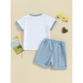 thumbnail image 5 of FEORJGP Little Boy Summer Clothes 3-7Y Kids Round Neck T-Shirt Letter Print Shirt Short Sleeve Tops with Solid Color Shorts Toddler Loose Casual 2Pcs Outfit, 5 of 9