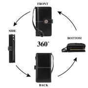 Sendefn Wallets for Women Genuine Leather Credit Card Holder with RFID Blocking Large Capacity Wristlet