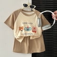 thumbnail image 2 of COMVALUE Ensemble T-Shirt à Manches Courtes d'Été en Coton et Short pour Garçon Tout-Petit (Brun, 3-4 Ans), 2 of 6
