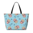 thumbnail image 2 of Kdxio I Am A Fan Popcorn for Beach Bag for Women Large Beach Tote Bag Waterproof Sandproof Swim Bag with Zipper Pockets Beach Vacation Travel, 2 of 7