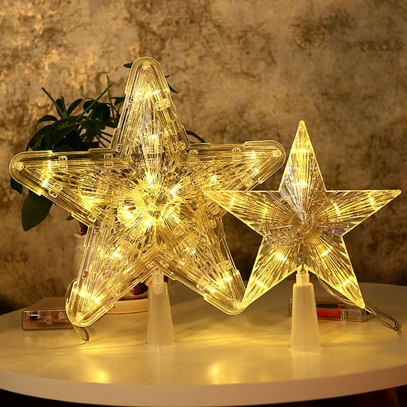 Dademeo 5.91 Inch Christmas Tree Topper Lighted Star, Clear Five-Pointed Star Tree Topper for Xmas New Year Holiday Christmas Tree Decoration