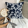 thumbnail image 5 of The HomeCentric Euro Pillow, Navy Blue Euro Pillowcases Pack of 2, 26x26 inch (65x65 cm) Silk European Shams, Corals, Sea Weeds, Beaded, Mediterranean European Sham&nbsp;Pillow Covers - Navy Corals, 5 of 10