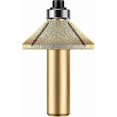 thumbnail image 1 of Diamond Grinding Edge Router Bits - 45 Degree Oblique Cutter With Bearing, Stone Cutting Carving Tool For Marble, Granite, Quartz (1/2 Inch-shank), 1 of 5