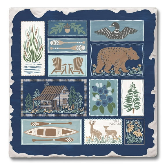 Thirstystone "Lake Icons" Single Tumbled Tile Stone Coaster