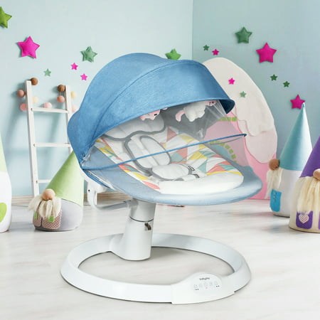 Gymax Baby Swing Electric Rocking Chair w/Music Timer Mosquito Net Blue