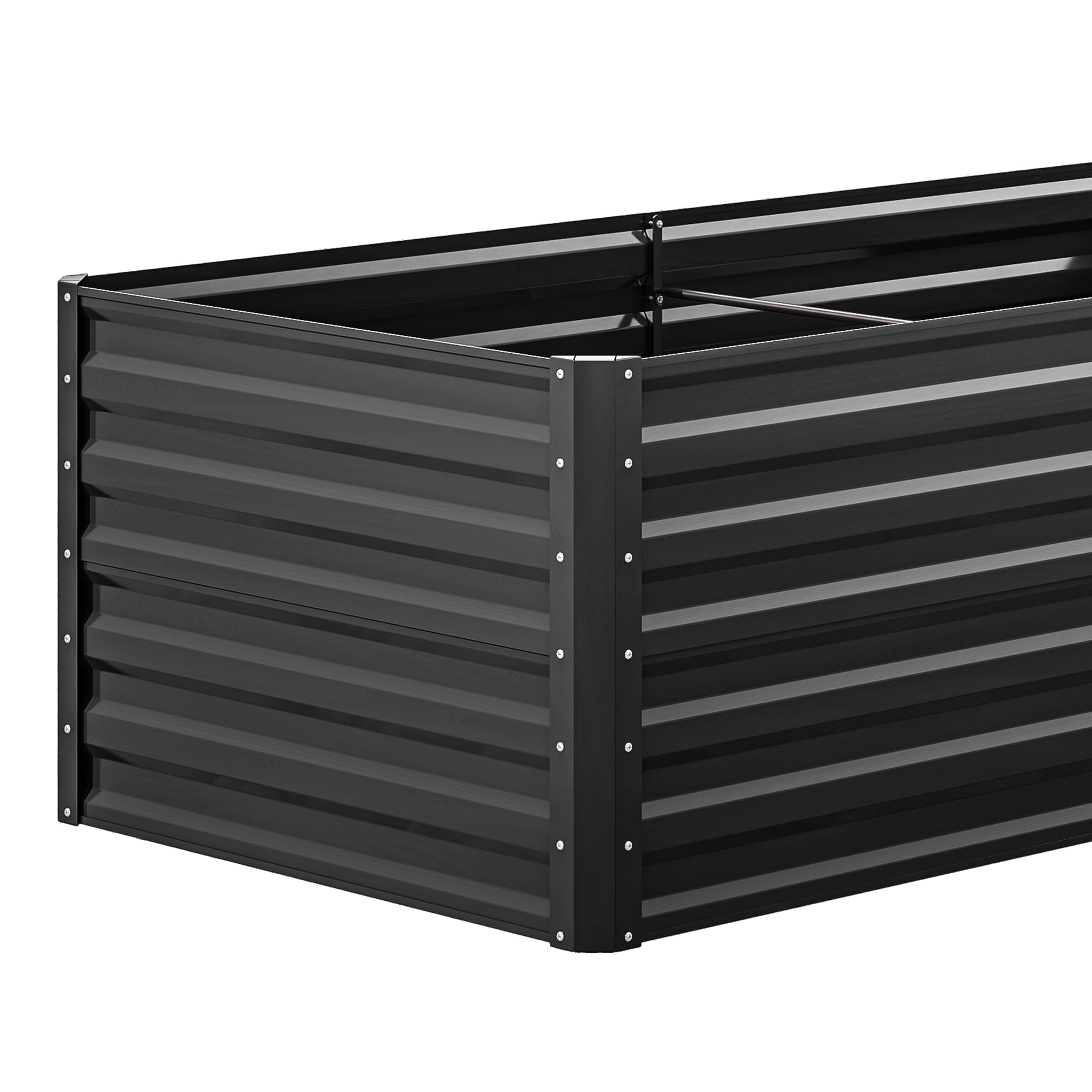 Dextrus 6x3x2Ft Large Raised Garden Bed, Galvanized Metal Planter with Accessories & Gloves, Black