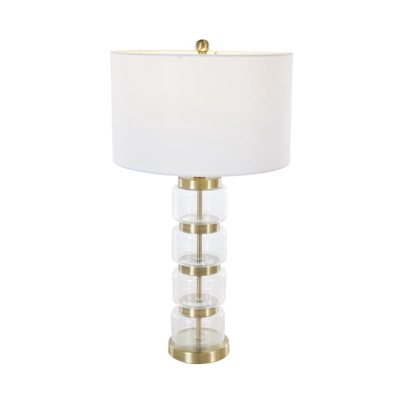DecMode 28" Stacked Jars Clear Table Lamp with White Linen Shade