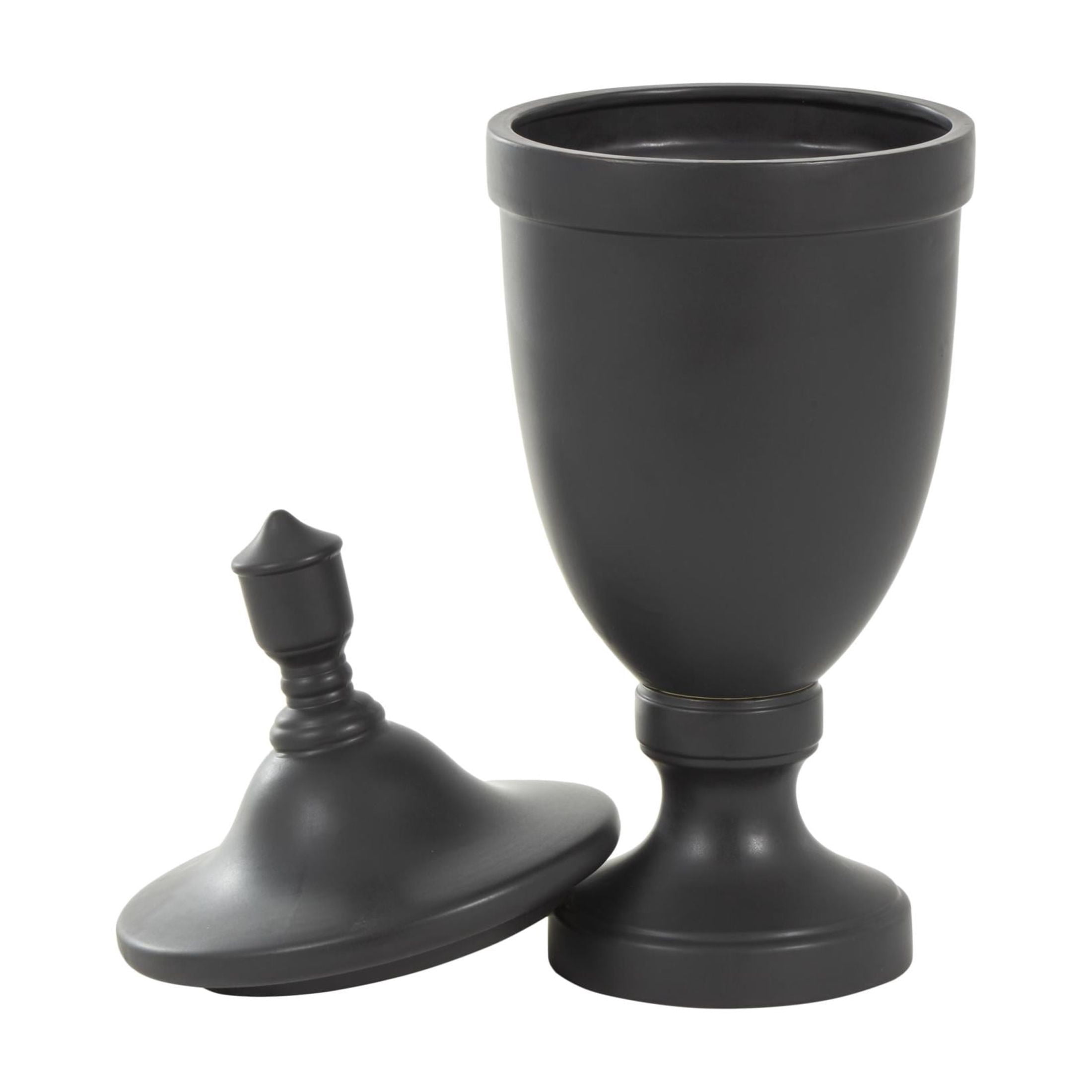 DecMode 11" x 28" Black Ceramic Fluted Urn Shaped Decorative Jars with Lid, 1-Piece
