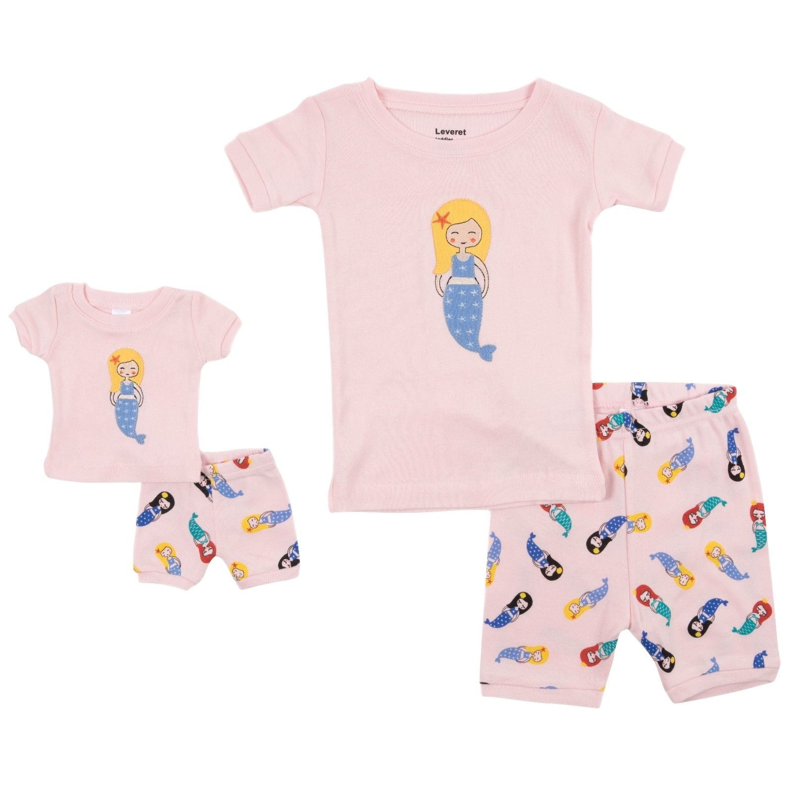 Details about   Leveret Mermaid Girls Matching Doll & Kid 2 Piece Pajama 100% Cotton 2-10 Y 
