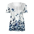 thumbnail image 2 of Tunic Tops for Women Clearance Long Length Button Down Shirt Floral Print Summer Tops Dressy Casual Bell Short Sleeve Blouses Henley V Neck Spring Ladies T Shirts Plus Size 22, 2 of 4