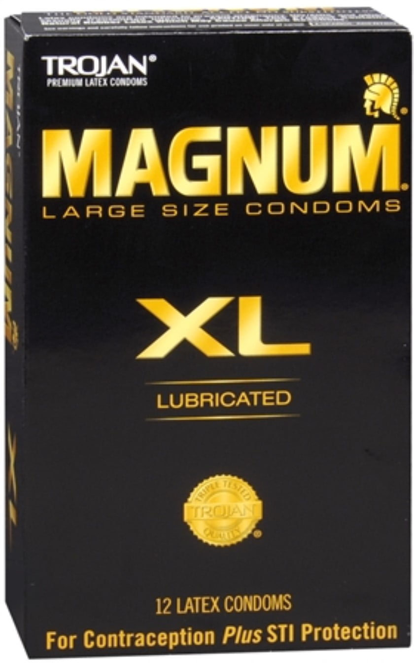 TROJAN Magnum XL Lubricated Premium Latex Condoms 12 Each (Pack of 2