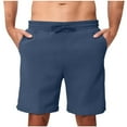 thumbnail image 1 of yoeyez Shorts Men 5 Inch,Men's Summer Casual Solid Color Shorts With Pocket Straight Tube Drawstring Elastic Waist Fashionable Shorts Relaxed Fit Work Shorts Navy,2XL, 1 of 6