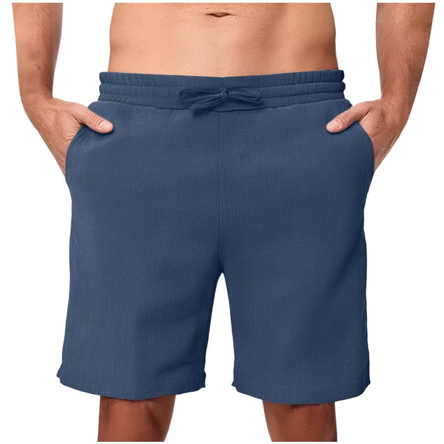 ohmzyzo Men's Shorts 5 Inch Inseam Drawstring Elastic Waist Lightweight Casual Summer Beach Shorts with Pocket