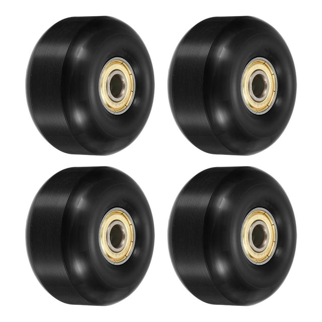 Unique Bargains Roues de Planche à Roulettes 52 mm avec Roulements, Roues de Rue pour Planches à Roulettes, Roue Cruiser 95 A, Noir Doré, Lot de 4