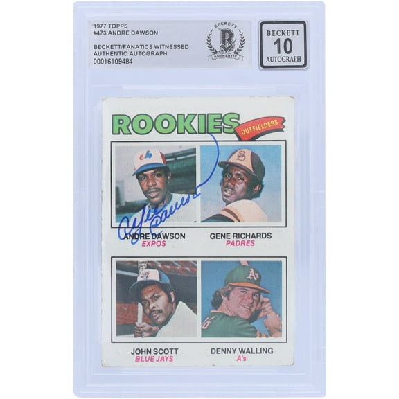 Andre Dawson Montreal Expos Autographed 1977 Topps Series 2 #473 Beckett Fanatics Witnessed Authenticated 10 Rookie Card - Fanatics Authentic Certified