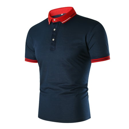

TIANEK Fashion Men Short-Sleeved Solid Color Buttons Fashion Casual Polo Corset Tops Clearance