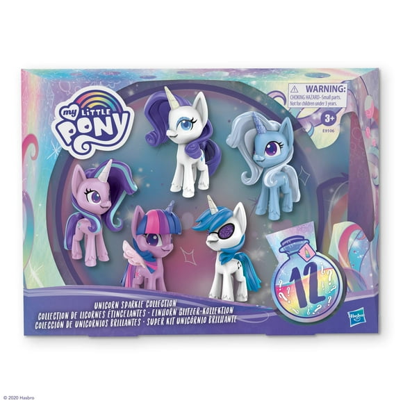 My Little Pony Collection de Licornes Scintillantes Ensemble de 5 Figurines Jouet Poney 3 Pouces avec Cornes de Licornes Scintillantes et 12 Accessoires Surprise