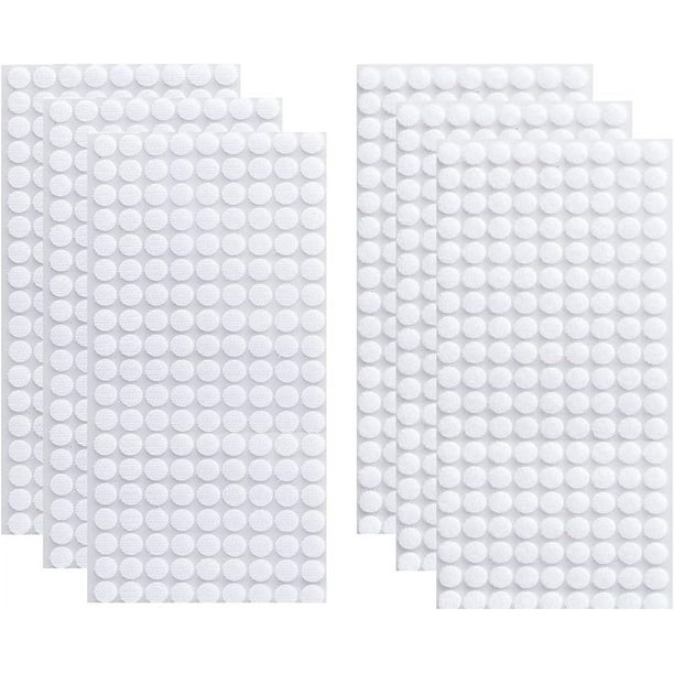 CHAO Ganchos y bucles adhesivos de 500 x 5 mm (blanco), pegatinas adhesivas redondas de ganchos y bucles en la parte posterior de las monedas de puntos, pegatinas de monedas de puntos en la parte post
