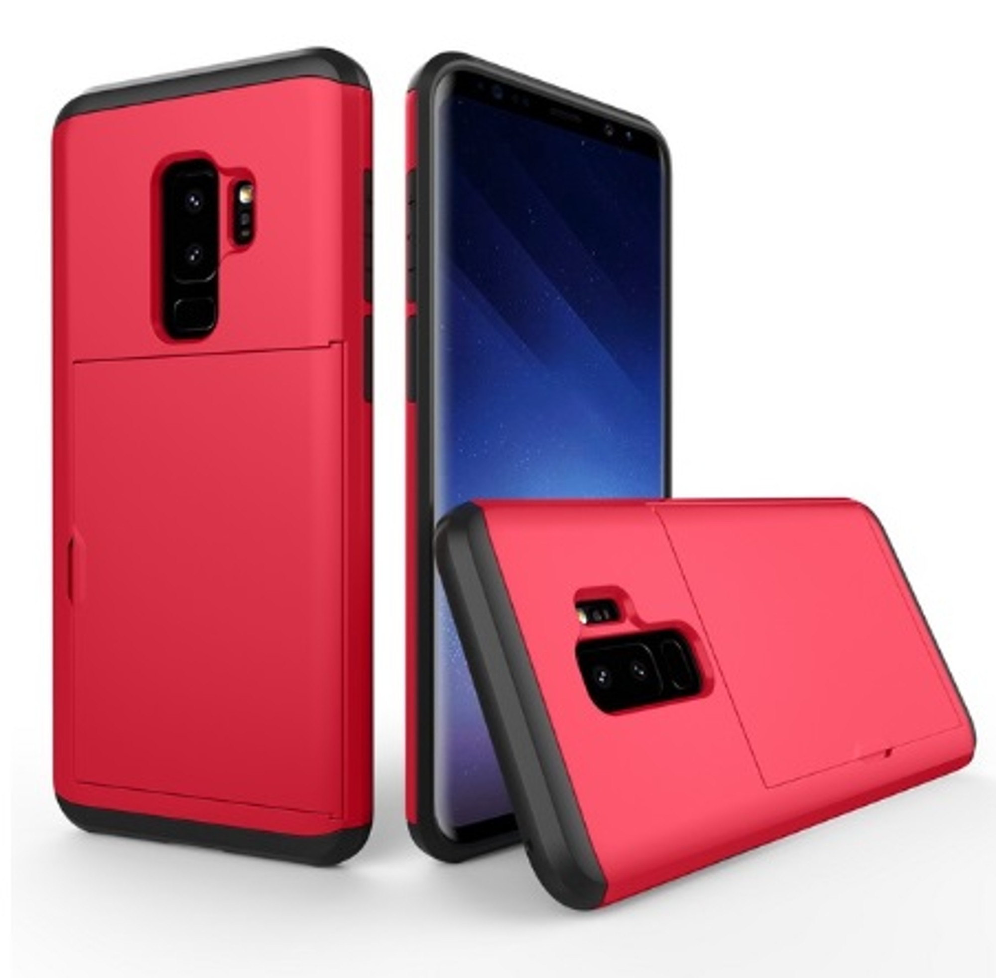 Samsung Galaxy S9 Plus Slim Armor Hybrid Case With Card Holder In Red 8572