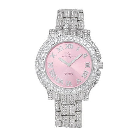 Women's Luxury Crystal Diamonds Iced Out Watch, a True Testament to blinged-Out Beauty and Timeless Glamour (L0504LA SLV-Pink)