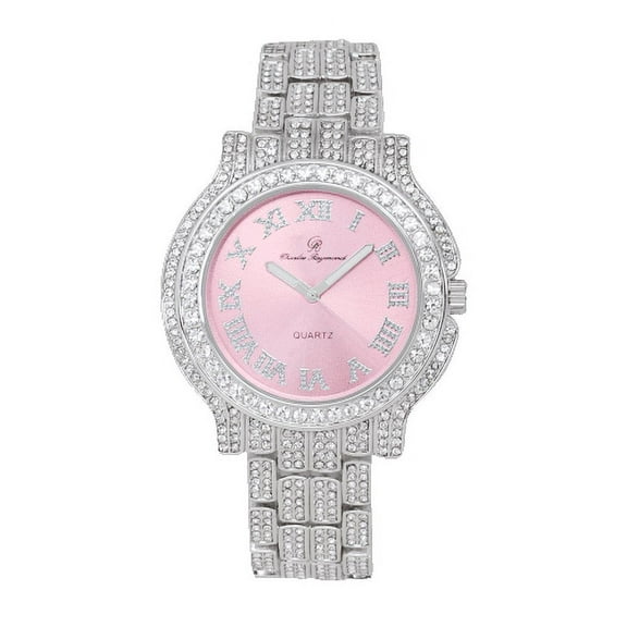 Women's Luxury Crystal Diamonds Iced Out Watch, a True Testament to blinged-Out Beauty and Timeless Glamour (L0504LA SLV-Pink)
