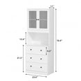 thumbnail image 4 of RichYa 3Pcs Pantry Storage Cabinet Set,China Glass Cabinets with Display Doors,Sideboard Hutch Buffet with Drawers for Dining Room,BCC(White), 4 of 12