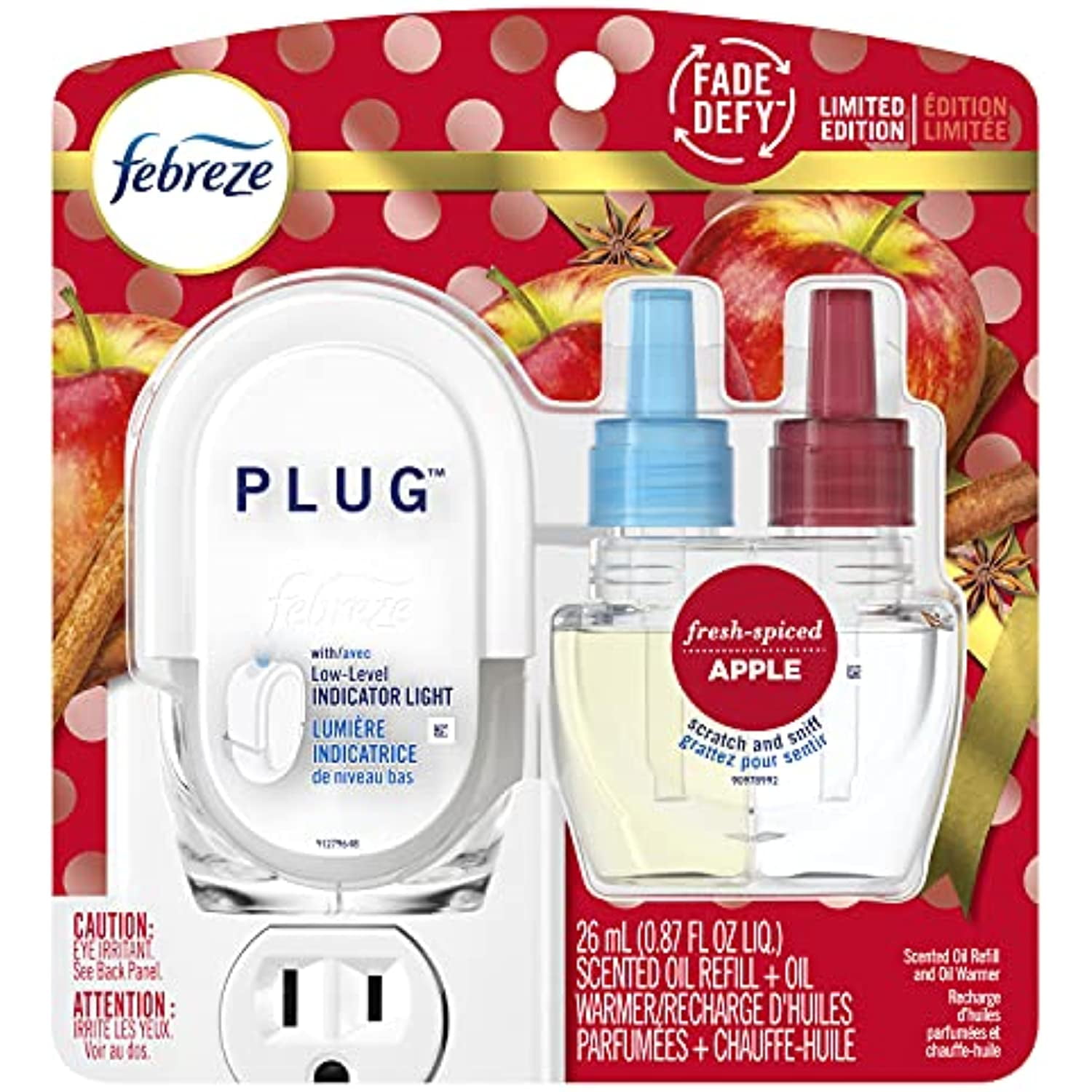 Antibacterial Air Freshener Plug In Febreze Plug In Air Freshener Scented Oil Refills, Fresh-Spiced Apple