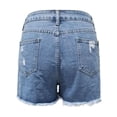 thumbnail image 2 of Aayomet Jeans Femme Délavé Coupe Ajustée Denim Shorts Décontractés Hot Pants (Bleu, G), 2 of 5