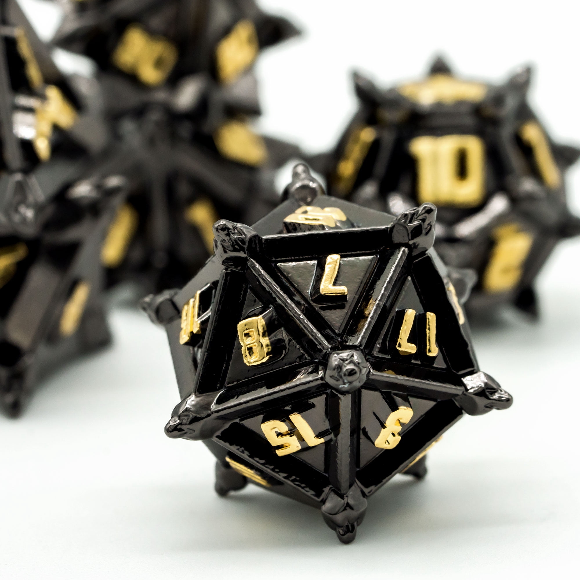 Cusdie Metal Dice Set, 7 Pcs DND Metal Dice, Pinwheel Design Polyhedral Dice Set, for Role Playing Game D&D Dice MTG Pathfinder