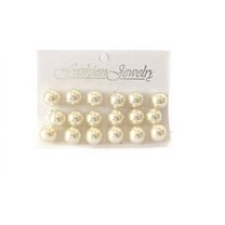 Pearl Studs 12mm Faux Pearl Ball Earrings 9 Pairs Cream Faux Pearl
