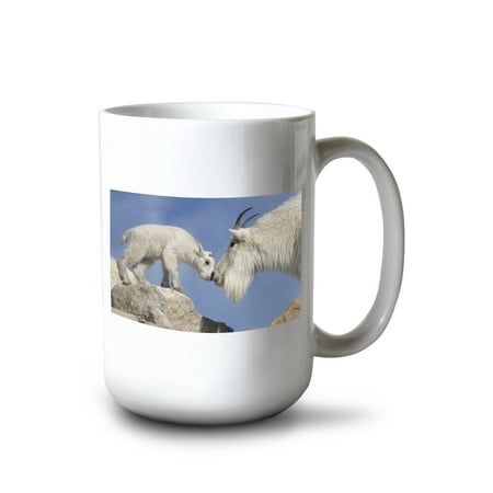 

15 fl oz Ceramic Mug Mountain Goat and Kid Dishwasher & Microwave Safe