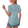 thumbnail image 6 of Pincandy Women's Spring/Summer Printed Round Neck Sleeve Short Sleeve Top Trendy Puff Short Sleeve T Shirts Cute Flowy Pleated Blouses Casual Crewneck Tunics Tee,Light Blue,3XL, 6 of 6