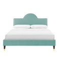thumbnail image 5 of Platform Bed Frame, Full Size, Blue, Velvet, Modern Contemporary, Bedroom Master Guest Suite Room, 5 of 10