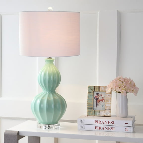 JONATHAN Y Faye 28" Glass LED Table Lamp, Seafoam Green, JYL5015A
