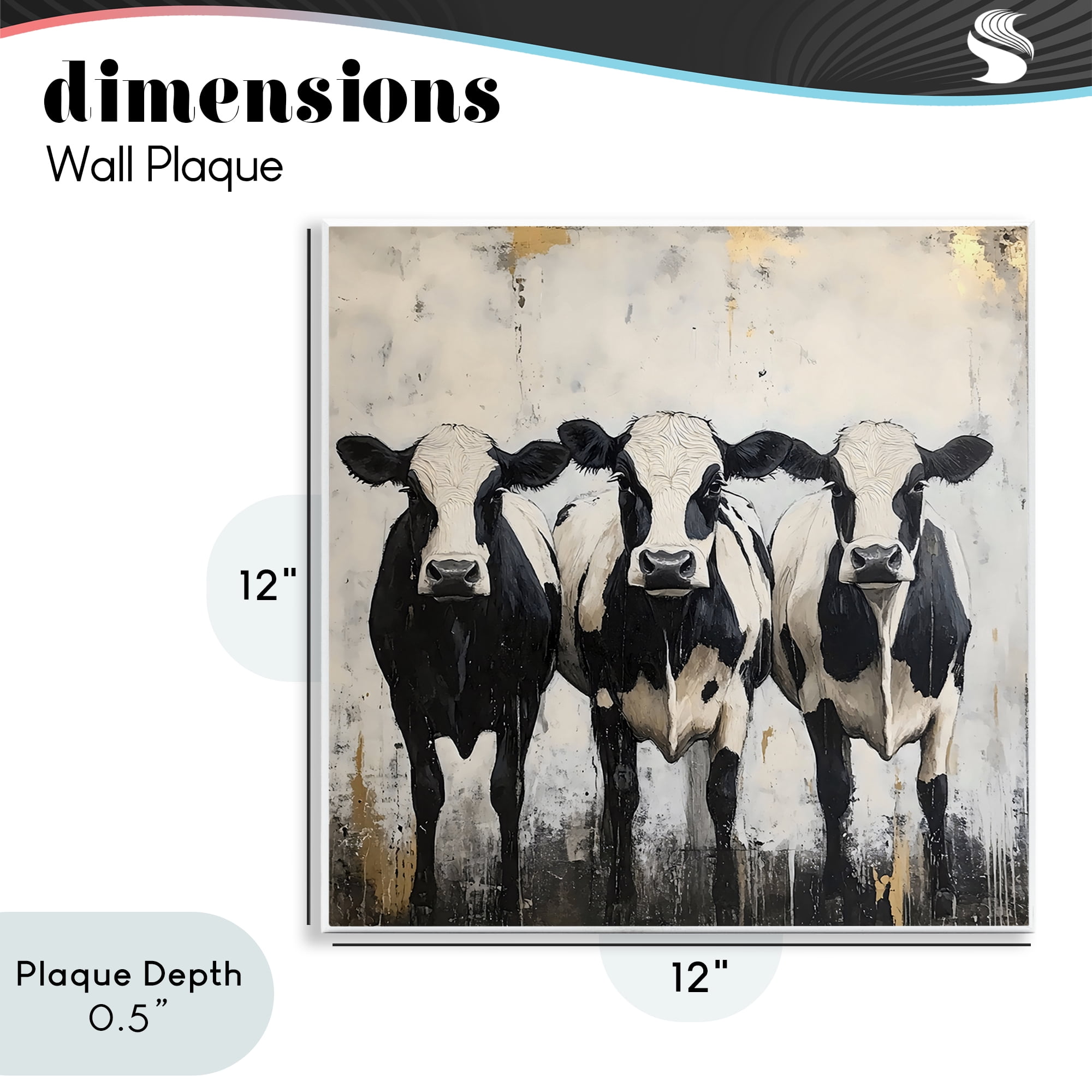 Stupell Industries Three Spotted Cows Wall Plaque Art, design by Creative Studio