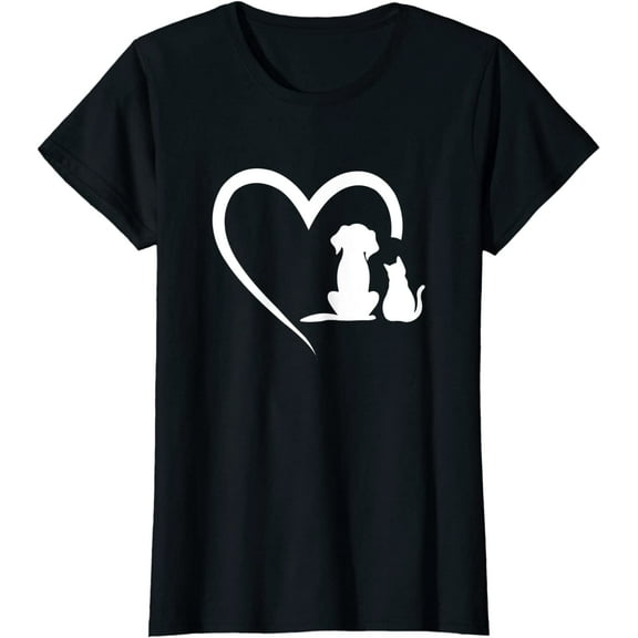 Dog Puppy And Baby Cat Heart Animal Dog & Cat Heart Women T-Shirt