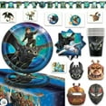 thumbnail image 1 of How To Train Your Dragon Birthday Party Supplies Pack For 16 With How To Train Your Dragon Dinner Plates, Cups, Napkins, Table Cover, Tattoos, Masks, Birthday Banner and Pin by HTOOQ - -, 1 of 7