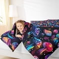 thumbnail image 4 of Feelyou Neon Dreamy Mushroom Queen Comforter Set, Jungle Plant Botanical Bedding Sets, Teen Boy Girl Kid Reversible Bedding Comforter Set, Luxury Bedroom Decor, 3pcs, 4 of 8