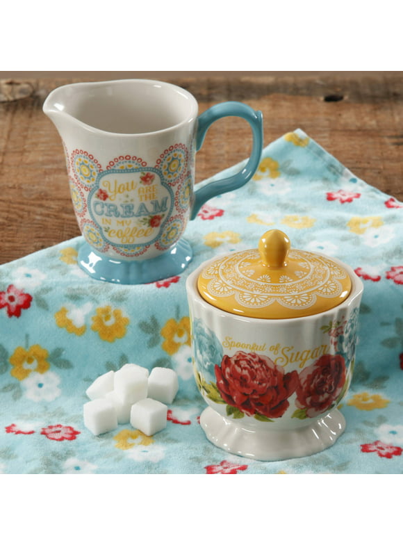 The Pioneer Woman Blossom Jubilee Ceramic Creamer and Sugar Pot Set