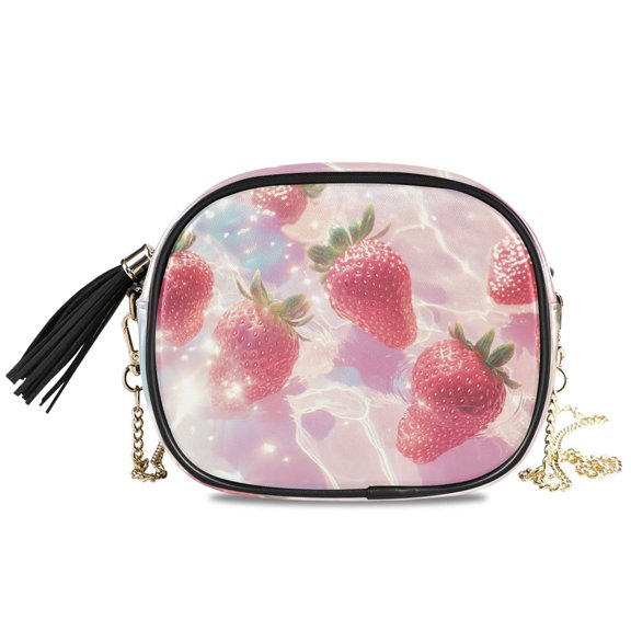 Womens Casual Chain Shoulder Bag Simple style Strawberries Floating Crossbody Bag