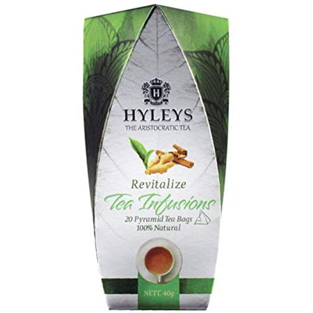 12 Pack Of Hyleys Aristocratic Tea Infusions Revitalize - 20 Pyramid Tea Bags (Gmo Free, Gluten Free, Dairy Free, Sugar Free And 100% Natural)