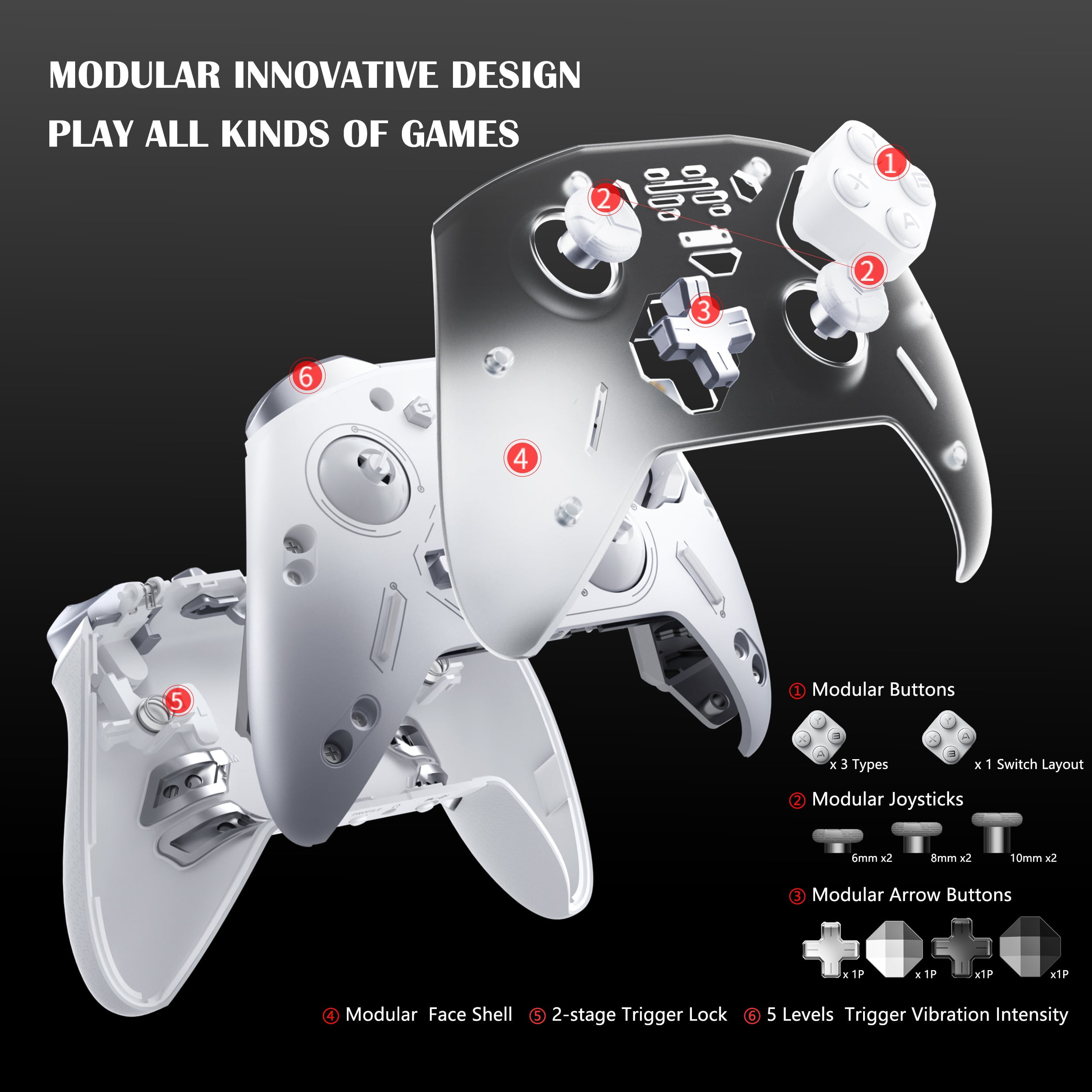 Beitong(北通) Zeus 2 シルバー ゲームコントローラー BEITONG Zeus 2 Optical Micro Switches Elite Game Controller for PC