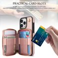 thumbnail image 6 of Crossbody Wallet Case for iPhone 14 Pro, RFID Blocking Zipper Handbag Purse Flip Cover, Kickstand Folio Case Card Slots Holder Wrist Strap Lanyard, 6 of 9