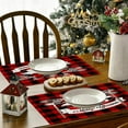 thumbnail image 5 of Seyotauo Christmas Placemats Holiday Decorations Western Style Placemats, 13x18 Inch Red Black Buffalo Plaid Table Mats, Seasonal Winter Xmas Table Decors for Farmhouse Kitchen Dining Party, 5 of 6