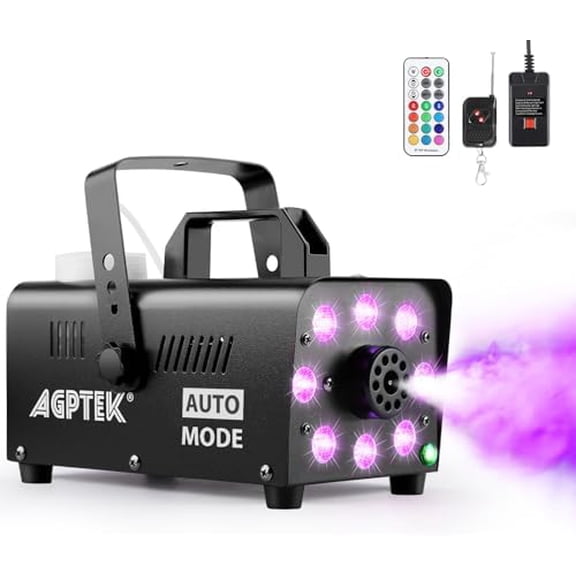 Fog Machine, Smoke Machine with 13 Colorful LED Lights Effect, Auto Mode 4000CFM Fog with 1 Wired Receiver and 2 Wireless Remote Controls, Perfect for Wedding, Halloween, Party and Stage Effect
