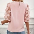 thumbnail image 6 of Wangmeiwg Women's Lightweight Blouse Daily Lace Sleeve Patchwork Daily Elegant Round Neck Regular Fit Tops Medium Sleeve, 6 of 9