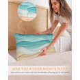 thumbnail image 5 of Turquoise Pillow Cases Standard Size Set of 2, Smooth Satin Pillowcase for Hair and Skin, Ocean Wave Stripes Modern Abstract Beach Decorative Cooling Bed Pillow Covers with Zipper, 20x26 Inches, 5 of 5